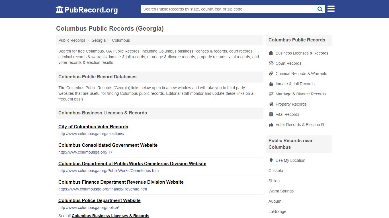 Free Columbus Public Records (Georgia Public Records) - PubRecord.org